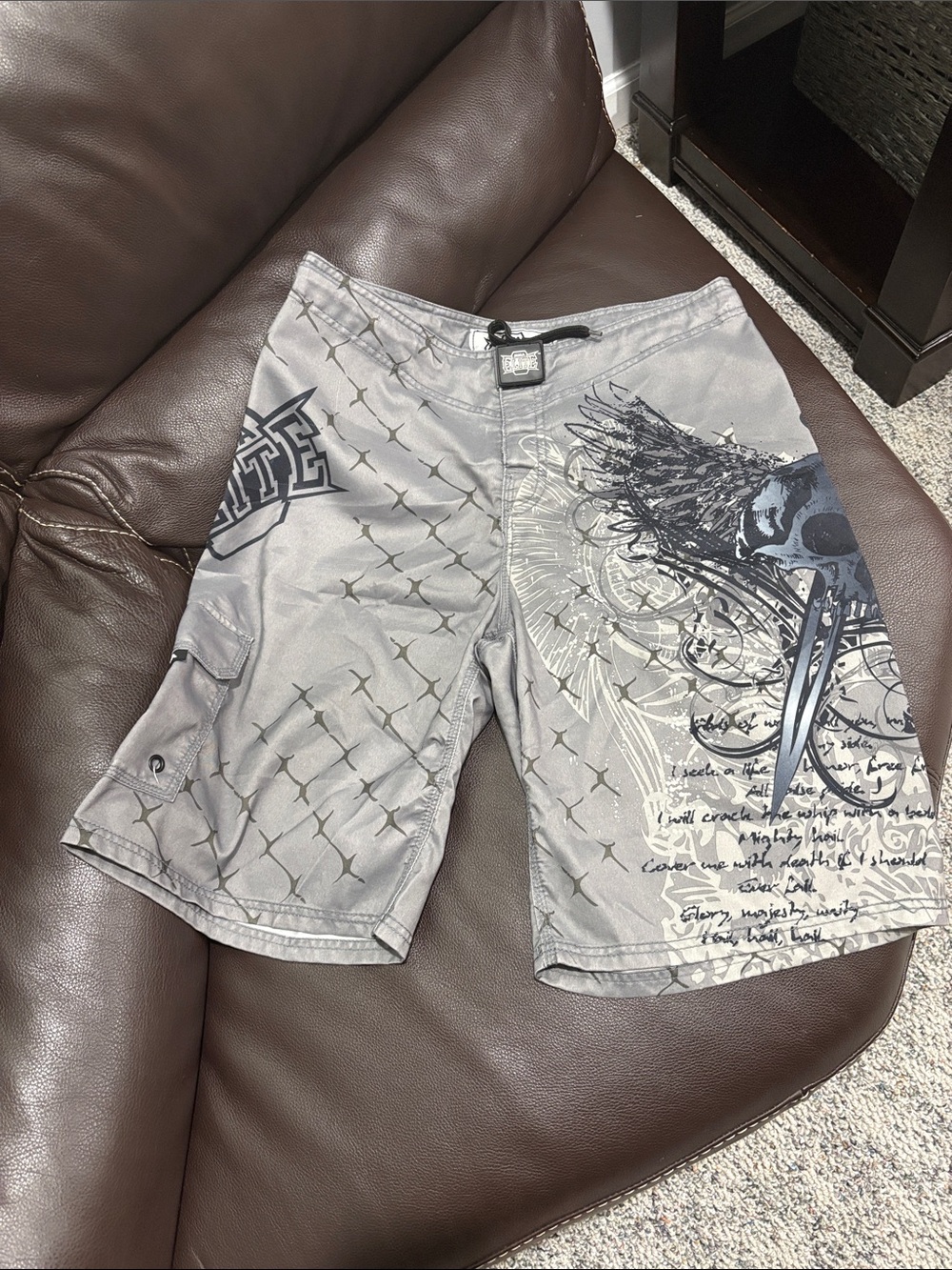 Men's Gray Graphic Board Shorts